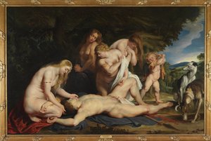 De dood van Adonis (met Venus, Cupido en de drie Gratiën)
